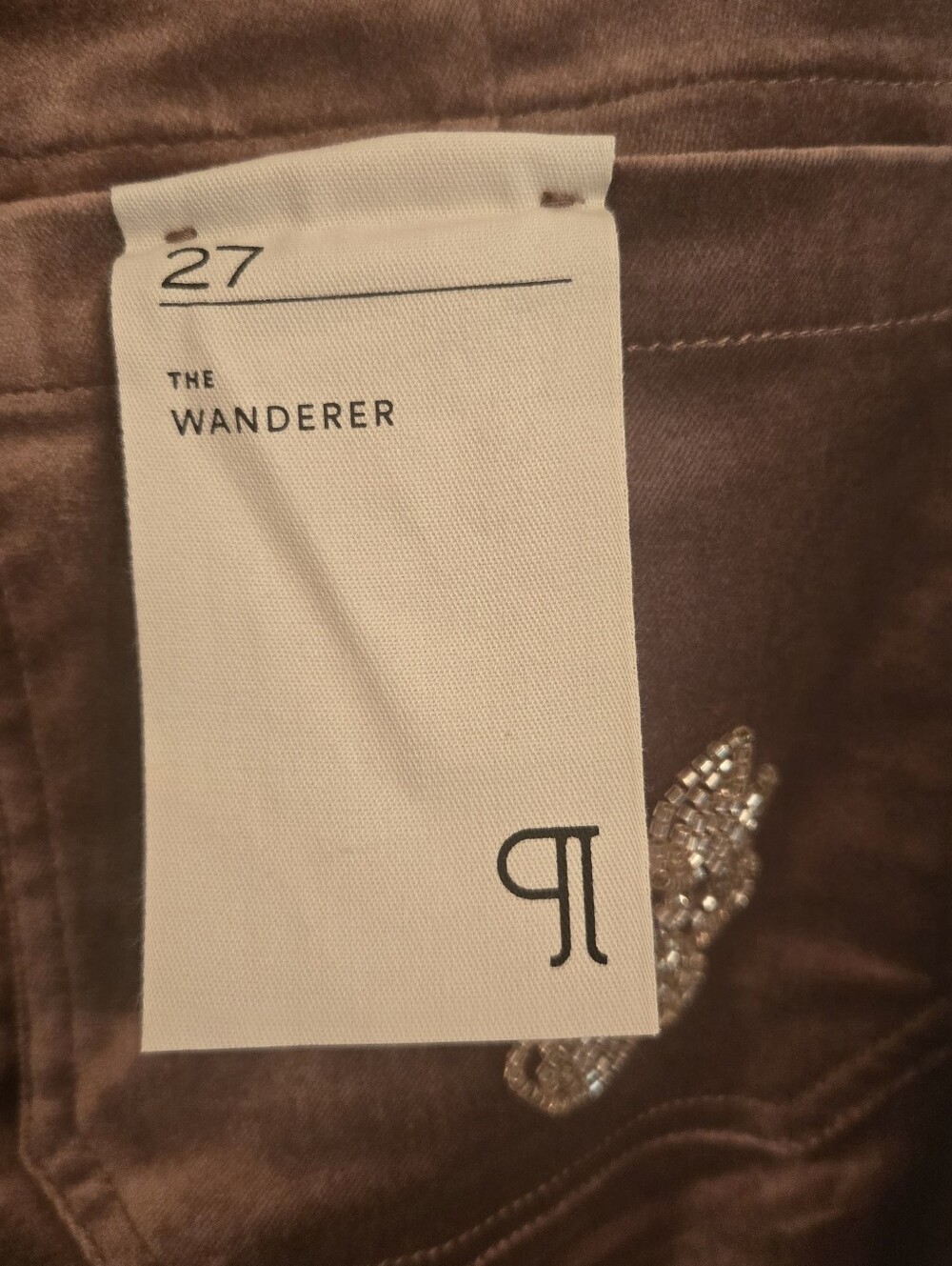 Pilcro The Wanderer Brown Velvet Beaded Stars Pants NWT Size 27 - Picture 8 of 12